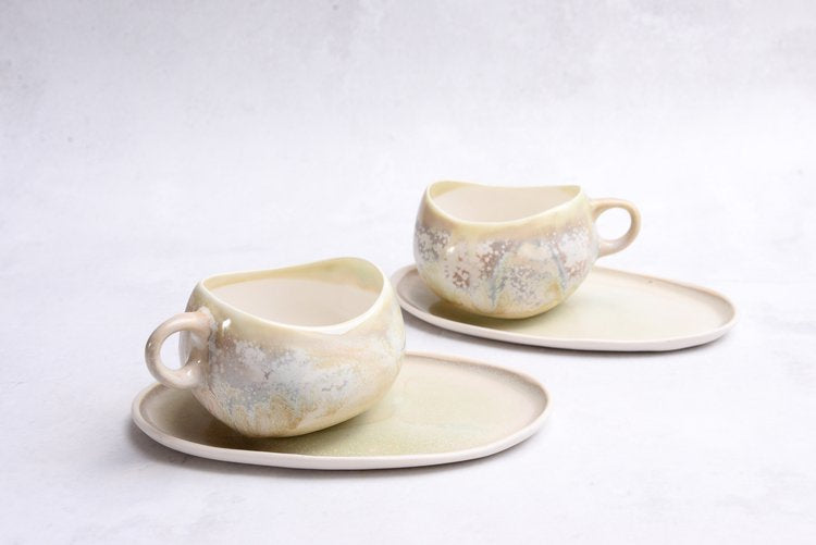 Mug and Saucer Luminescent Pearl