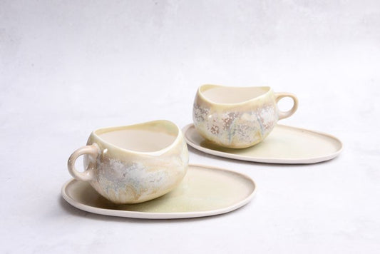 Mug and Saucer Luminescent Pearl