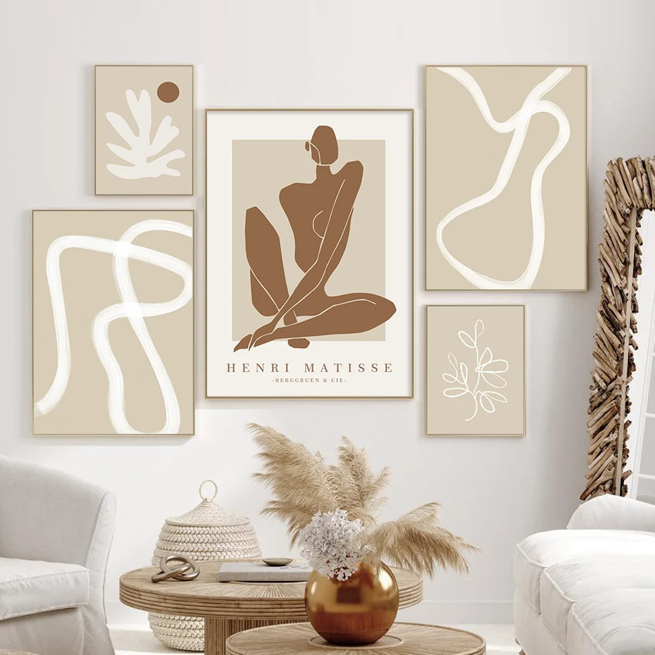 Boho Matisse posters beige white