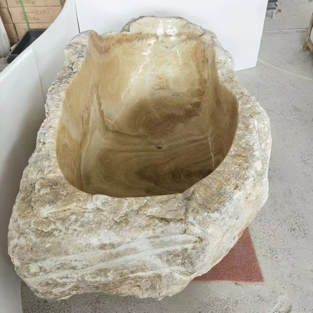 wabi sabi brown marble bath tub