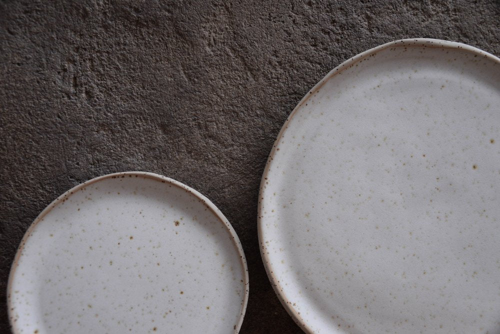 Speckled White Stoneware Dinner Set
