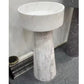 A round Mushroom - Standing Marble Basin Sink from Lise Luxury with a dark veined pattern exudes elegance and luxury.