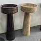 A round Mushroom - Standing Marble Basin Sink from Lise Luxury with a dark veined pattern exudes elegance and luxury.