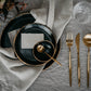 Dinner Set Black Stoneware With Gold Edge