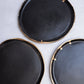 Dinner Set Black Stoneware With Gold Edge