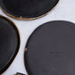 Dinner Set Black Stoneware With Gold Edge