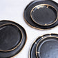 Dinner Set Black Stoneware With Gold Edge