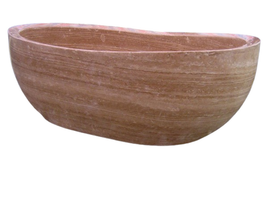 A Lise Luxury Red Marble Bath Tub isolated on a white background.