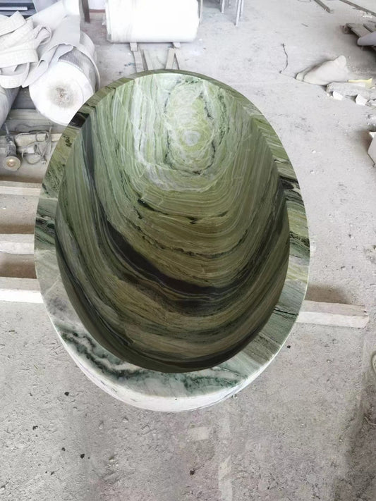green marble bath tub