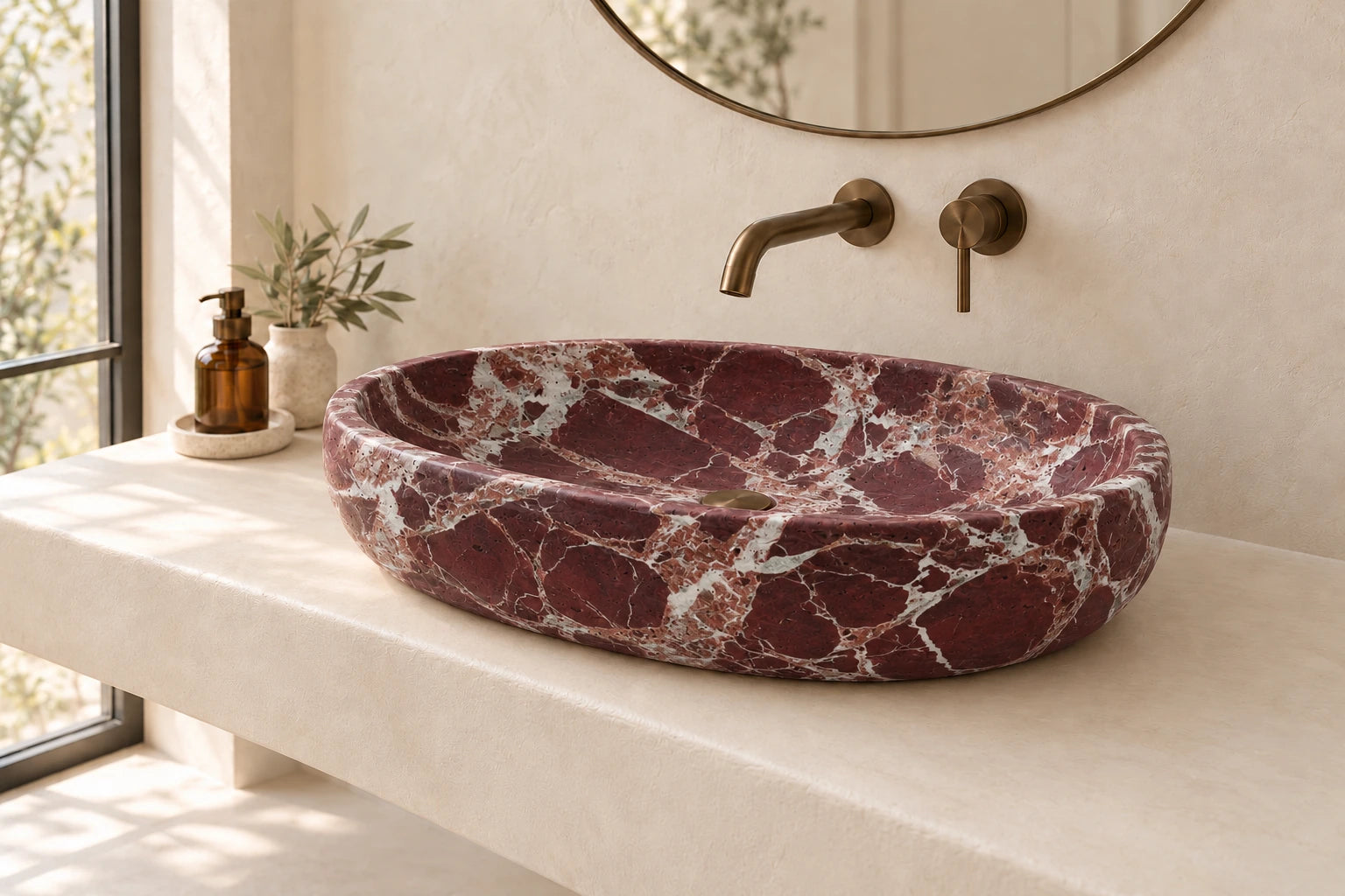 Design render of Basin in Rosso Levanto