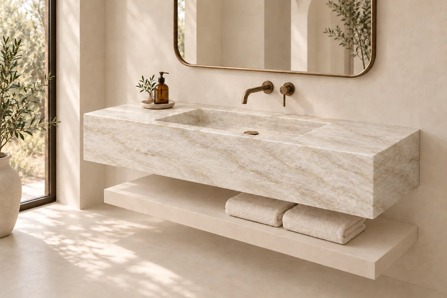 Design render of Vanity in Taj Mahal Quartzite