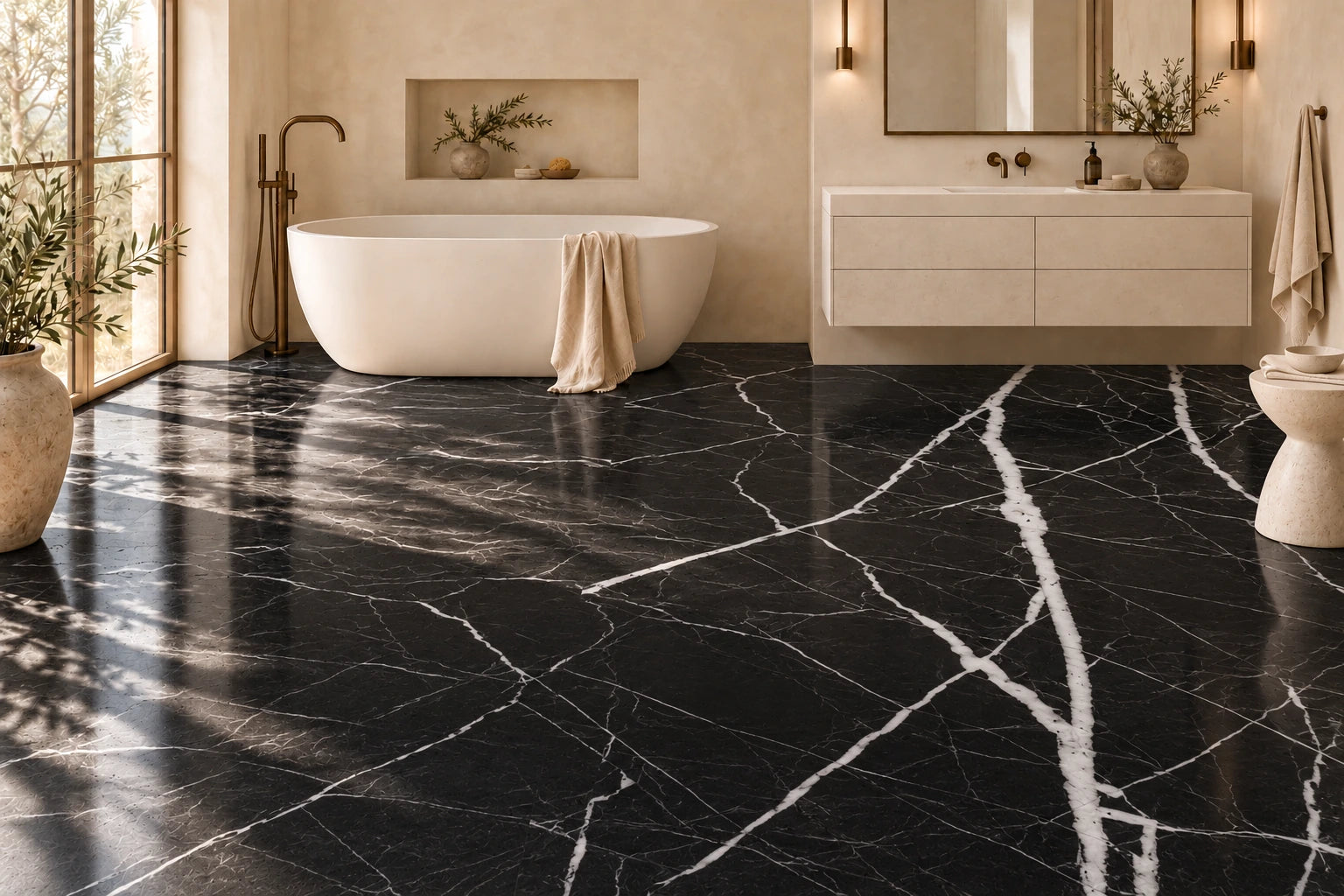 Design render of Floors in Nero Marquina
