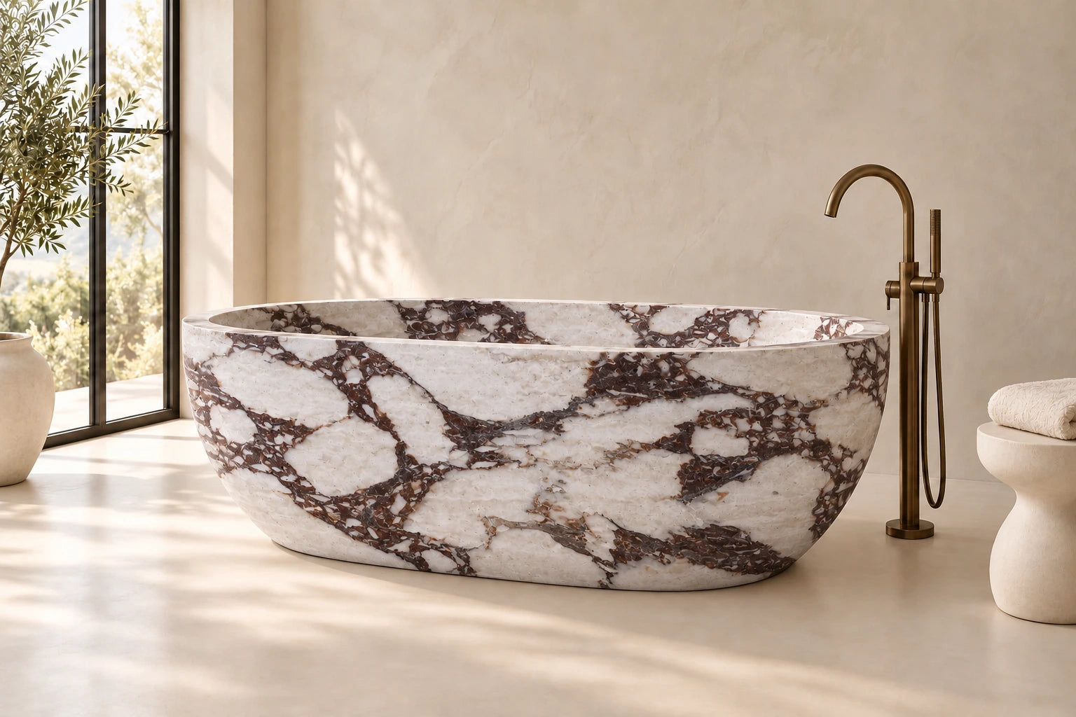 Design render of Bathtub in Calacatta Viola