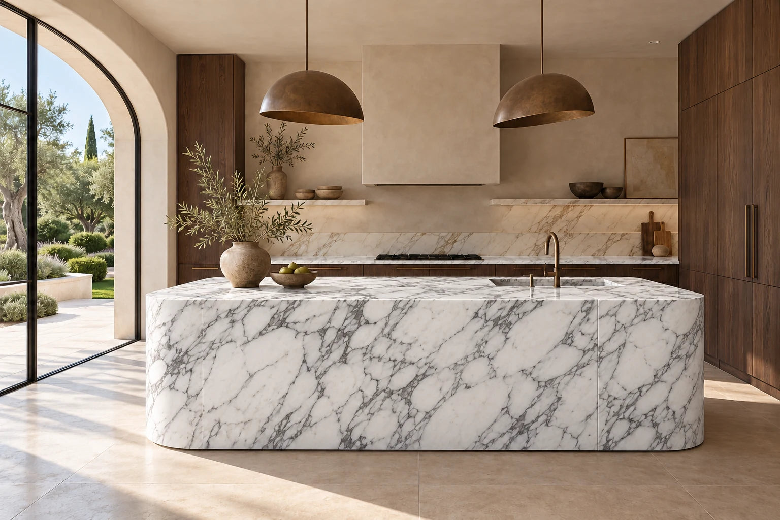 Conceptual visualization of Kitchen Island & Countertop in Arabescato Corchia