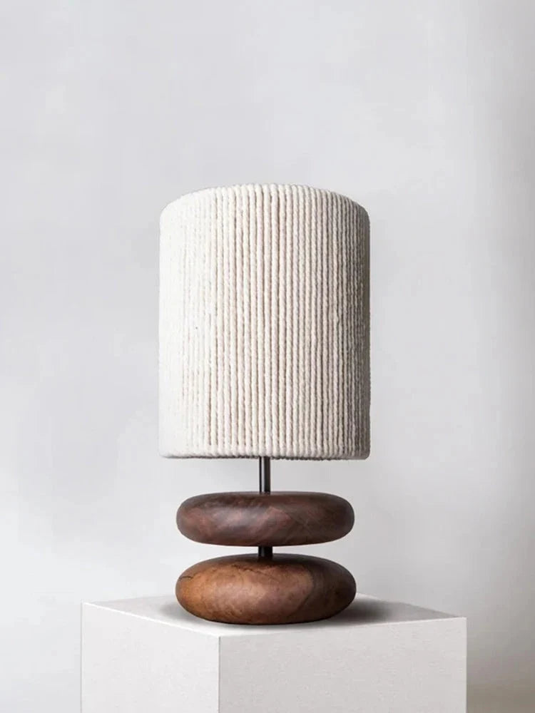 Textured Wabi Sabi table lamp with sculptural stone base