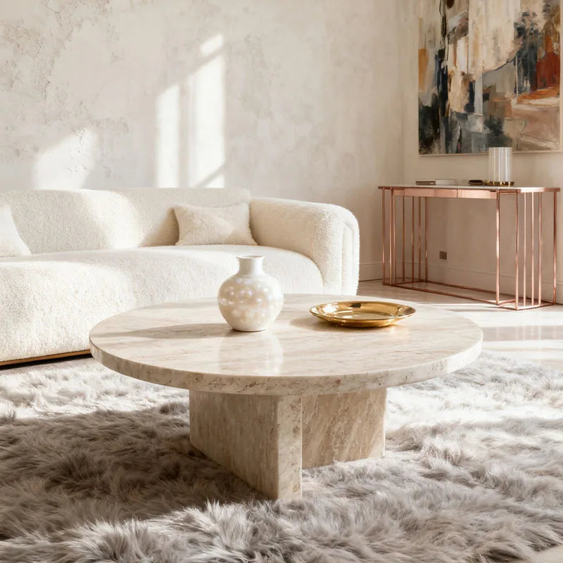Round Travertine Coffee Table