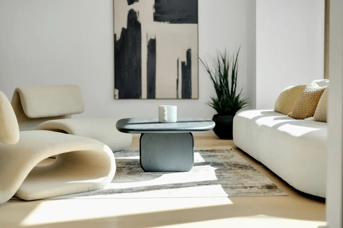 Sculptural contemporary furniture in a considered interior