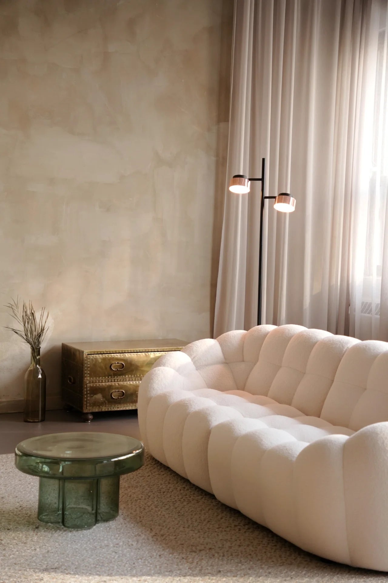 Thoughtfully curated contemporary interior with natural materials